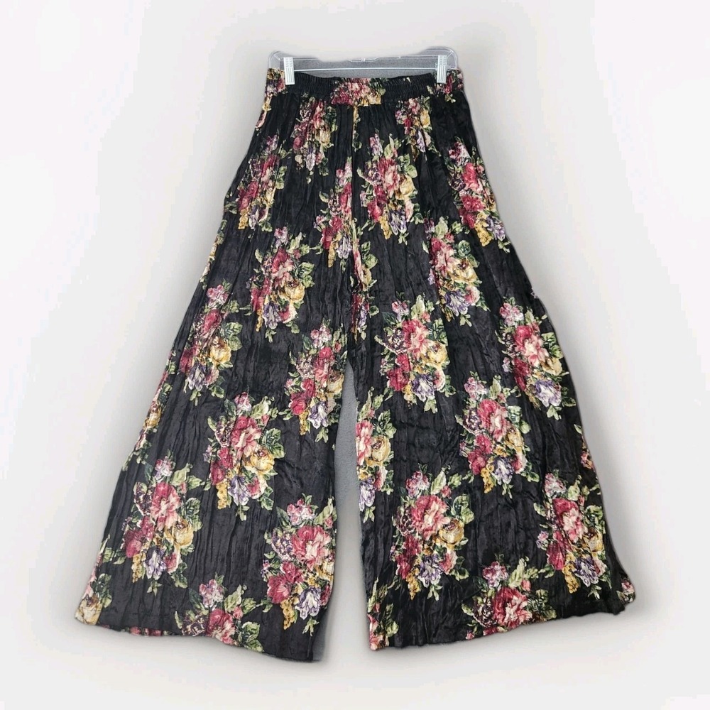 Nostalgia Floral Baggy Wide Leg Velour Pants Boho Fairy Flowy Witchy Sz S NWT - Picture 9 of 9
